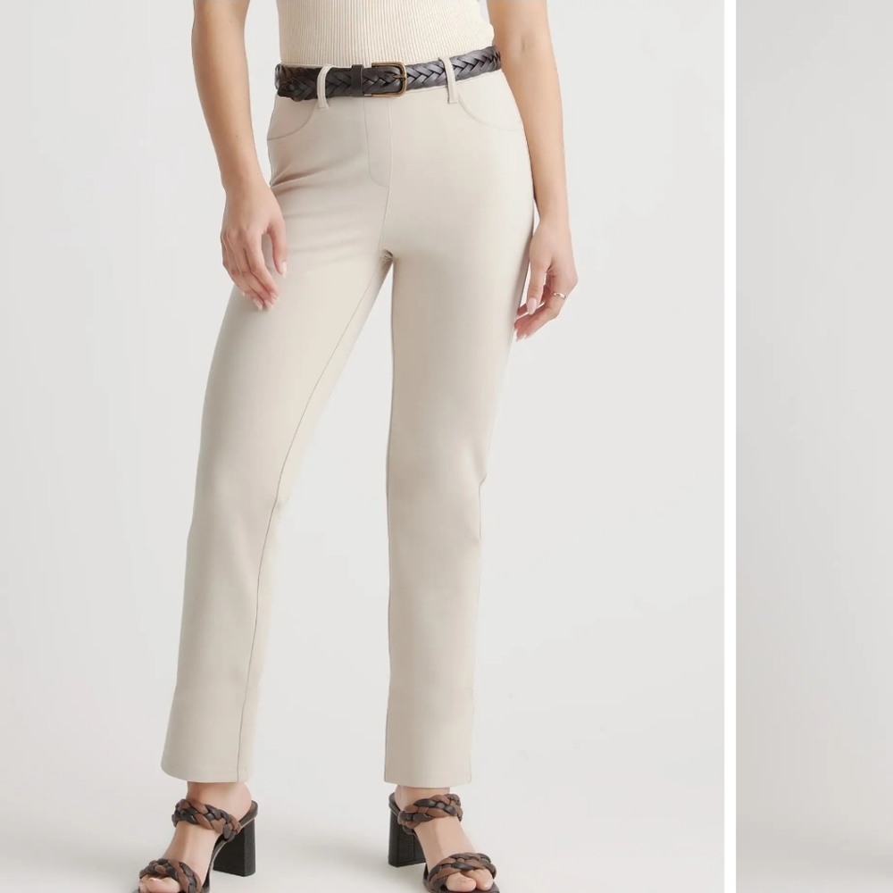 Quince Ultra 4 Pocket Ponte Straight Leg Pants In BLACK - Picture 2 of 11